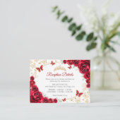 Red Gold Quinceanera Reception Details エンクロージャーカード (スタンド正面)