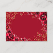 Red Gold Quinceanera Reception Details エンクロージャーカード (裏面)