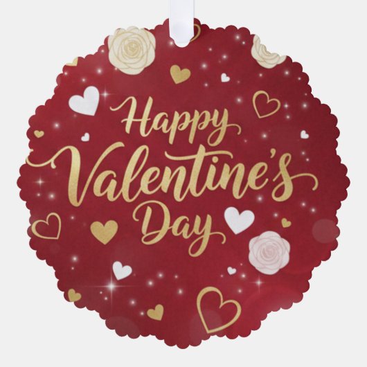 Red & Gold Romance for your valentine オーナメントカード (正面)