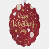 Red & Gold Romance for your valentine オーナメントカード (左)