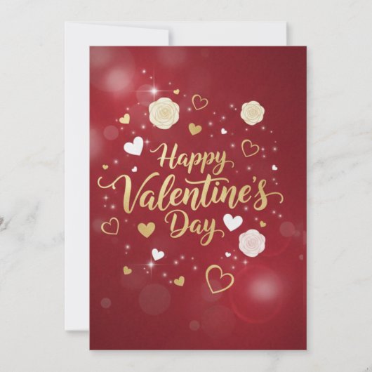 Red & Gold Romance for your valentine Holiday Card シーズンカード (正面)