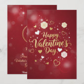 Red & Gold Romance for your valentine Holiday Card シーズンカード (正面/裏面)