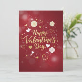 Red & Gold Romance for your valentine Holiday Card シーズンカード (スタンド正面)