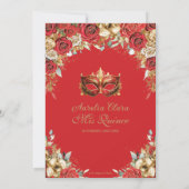 Red Gold Roses Floral Masquerade Ball Quinceanera  招待状 (裏面)