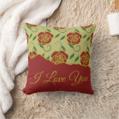 Red Gold Roses Love You クッション (ブランケット)