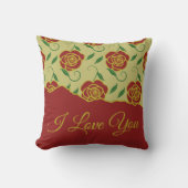 Red Gold Roses Love You クッション (正面)