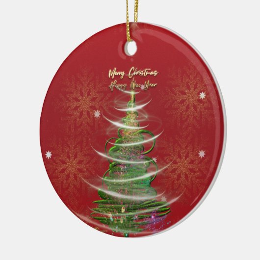 Red & Gold Snowflake Holiday ceramic ornament  セラミックオーナメント (左)