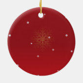 Red & Gold Snowflake Holiday ceramic ornament  セラミックオーナメント (裏面)