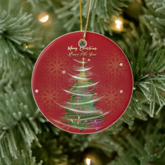 Red & Gold Snowflake Holiday ceramic ornament  セラミックオーナメント (ツリー)