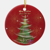 Red & Gold Snowflake Holiday ceramic ornament  セラミックオーナメント (正面)