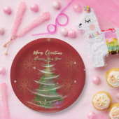 Red & Gold Snowflake Holiday paper plates  ペーパープレート (パーティー)