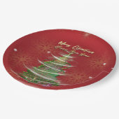 Red & Gold Snowflake Holiday paper plates  ペーパープレート (アングル)