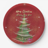 Red & Gold Snowflake Holiday paper plates  ペーパープレート (正面)
