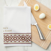 Red Gold Star Flower Border White Customized Wudhu キッチンタオル (四つ折り)