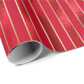 Red/Gold Striped ラッピングペーパー (ロールコーナー)