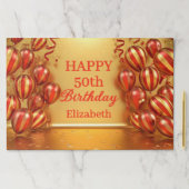 Red Gold Striped Balloons 50th Birthday Placemat ペーパーパッド (インサイチュ)