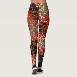Red Gold Swirl Leggings レギンス