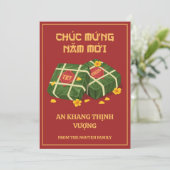 Red & Gold Vietnamese Tet 2026 Banh Chung シーズンカード (スタンド正面)