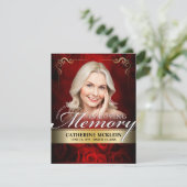 Red & Gold Vintage Roses Obituary Prayer Card 招待状 (スタンド正面)