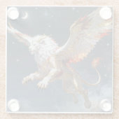 Red Gold Winged Lion/Dragon in Starry Night Skies ガラスコースター (裏面)