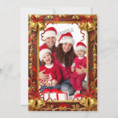 Red Gold Xmas Bells Photo Christmas Holiday Party 招待状 (裏面)
