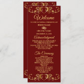 Red Golden Geometric Elegant Wedding  プログラム (正面/裏面)