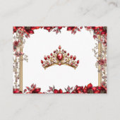 Red Golden Tiara Floral Quinceañera エンクロージャーカード (裏面)