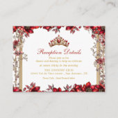Red Golden Tiara Floral Quinceañera エンクロージャーカード (正面)