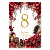 Red Golden Tiara Floral Quinceañera  テーブルナンバー (裏面)