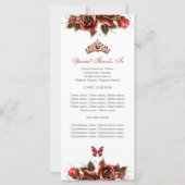 Red Golden Tiara Roses Quinceañera Program (裏面)