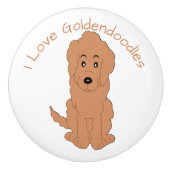 Red Goldendoodle Dog Design セラミックノブ (正面)
