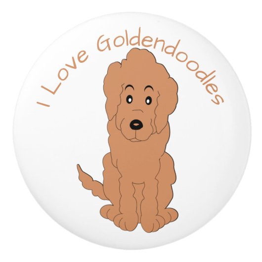 Red Goldendoodle Dog Design セラミックノブ (正面)