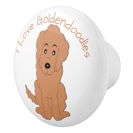 Red Goldendoodle Dog Design セラミックノブ (右)