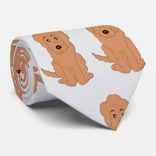 Red Goldendoodle Dog Design Any Colour Background ネクタイ (ロール)