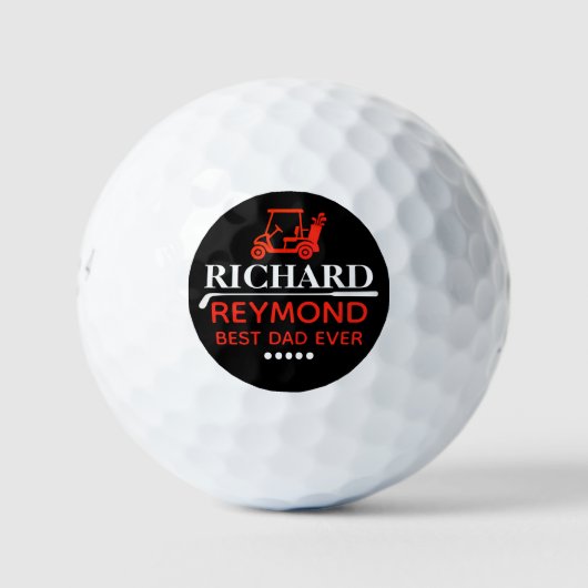 Red Golf Cart - Best Dad Golfer Mark ゴルフボール (正面)