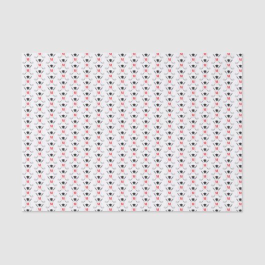 Red Golf Themed Graduation Monogram Pattern 薄葉紙 (正面)