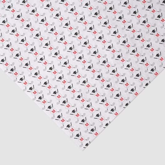 Red Golf Themed Graduation Monogram Pattern 薄葉紙 (詳細)