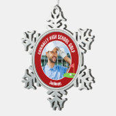 Red Golfer Photo High School Golf Team スノーフレークピューターオーナメント (右)