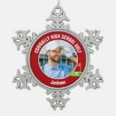 Red Golfer Photo High School Golf Team スノーフレークピューターオーナメント (正面)