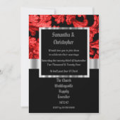 Red Gothic damask wedding photo invitation 招待状 (正面)