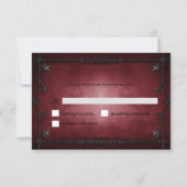 Red Gothic Halloween Alternative Wedding RSVP Card (正面)