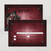 Red Gothic Halloween Alternative Wedding RSVP Card (正面/裏面)