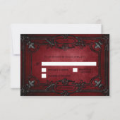 Red Gothic Halloween Alternative Wedding RSVP Card (正面)