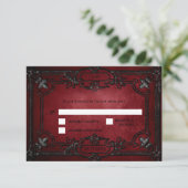 Red Gothic Halloween Alternative Wedding RSVP Card (スタンド正面)