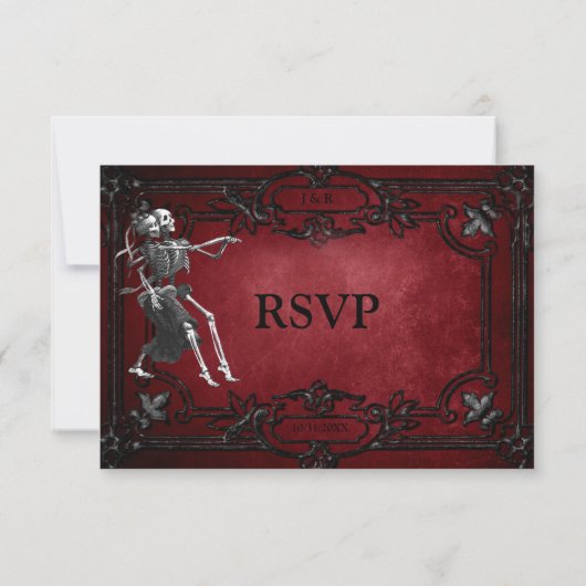 Red Gothic Halloween Alternative Wedding RSVP Card (裏面)
