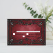 Red Gothic Halloween Alternative Wedding RSVP Card (スタンド正面)