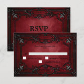 Red Gothic Halloween Alternative Wedding RSVP Card (正面/裏面)