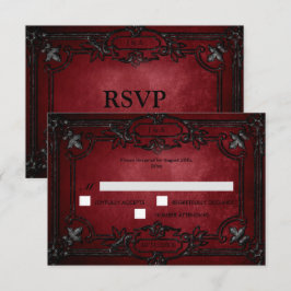 Red Gothic Halloween Alternative Wedding RSVP Card