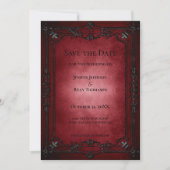 Red Gothic Halloween wedding save the date 案内状 (正面)