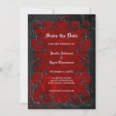 Red Gothic halloween wedding save the date 案内状 (正面)